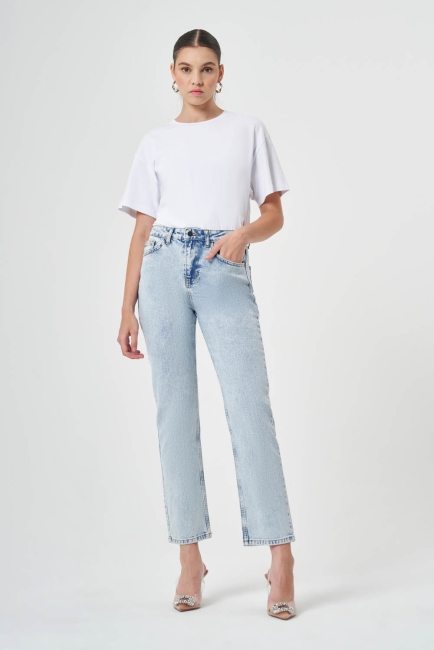 Mizalle Açık Mavi Straight Fit Denim Pantolon - Mizalle