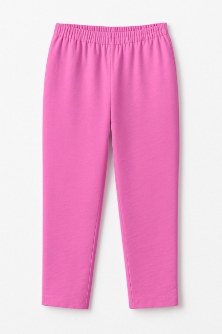 Mizalle Keten Görünümlü Beli Lastikli Fuşya Pantolon - Mizalle