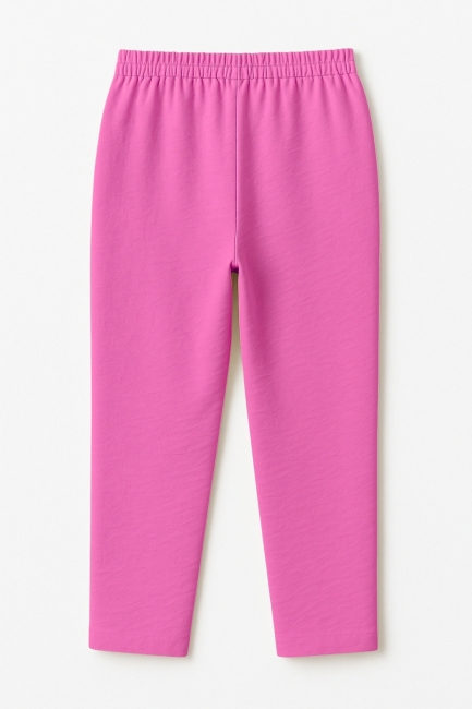 Mizalle Keten Görünümlü Beli Lastikli Fuşya Pantolon - Mizalle (1)