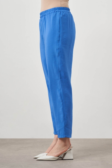 Mizalle Beli Lastikli Rahat Kesim Mavi Yazlık Pantolon - Mizalle (1)