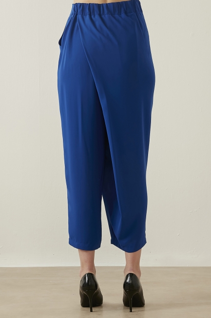 Mizalle Anvelop Detaylı Kısa Paça Mavi Harem Pantolon - Mizalle (1)