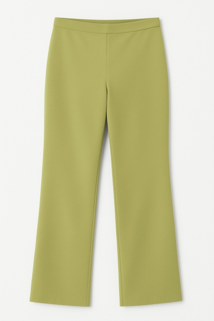 Mizalle Beli Lastikli İnce Krep Yeşil Klasik Pantolon - Mizalle (1)