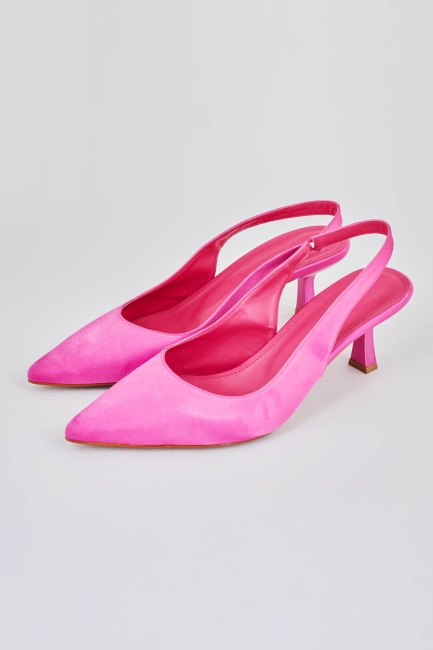Mizalle Arkası Fuşya Saten Stiletto - Mizalle (1)