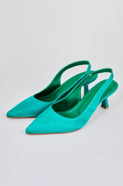 Mizalle Arkası Açık Yeşil Saten Stiletto - Mizalle (1)
