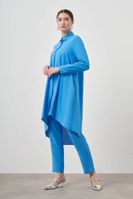 Mizalle Mavi Asimetrik Uzun Tunik - Mizalle (1)
