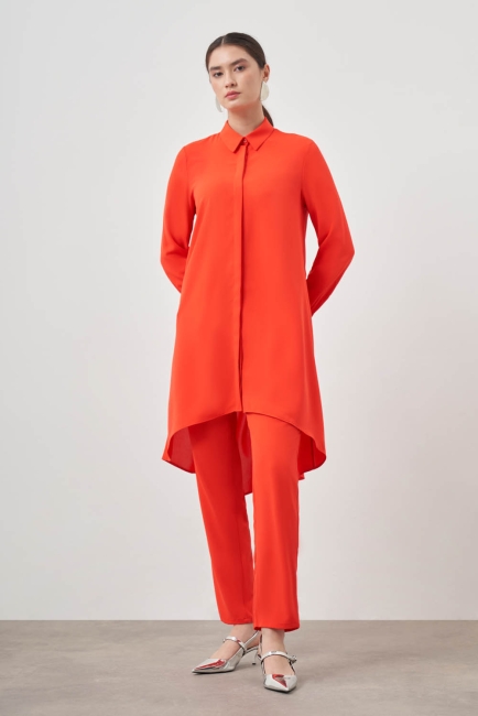 Mizalle Nar Çiçeği Asimetrik Uzun Tunik - Mizalle (1)