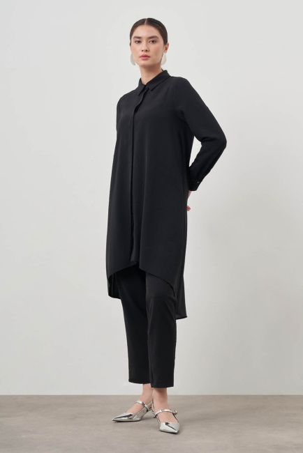 Mizalle Siyah Asimetrik Uzun Tunik - Mizalle (1)
