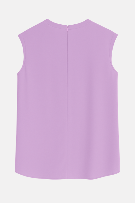 Mizalle Ay Kollu İnce Krep Mor Yuvarlak Yaka Bluz - Mizalle (1)