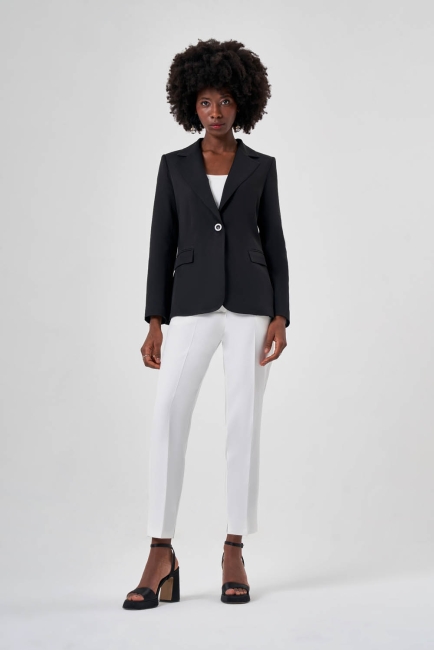 Mizalle Tek Düğme Klasik Siyah Ceket - Mizalle