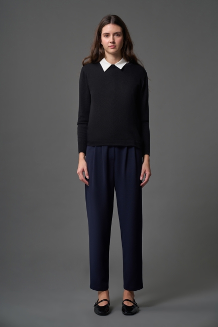 Mizalle Çift Pile Basic Lacivert Günlük Kumaş Pantolon - Mizalle