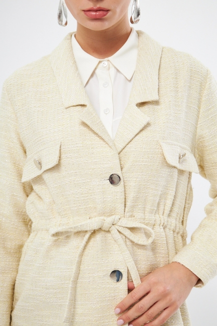 Mizalle Beli Bağcıklı Ekru Safari Ceket - Mizalle (1)