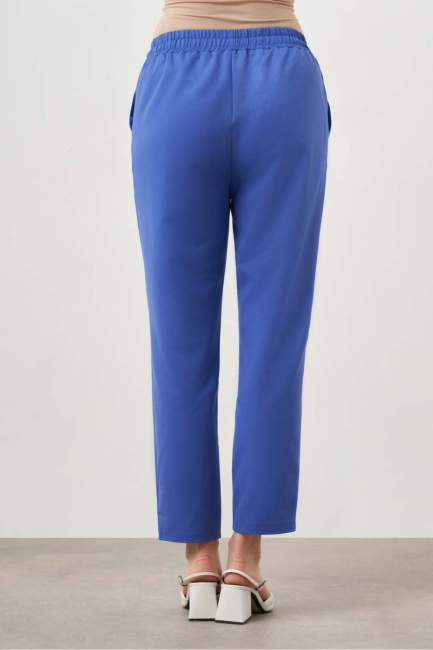 Mizalle Beli Bağcıklı Klasik Mavi Pantolon - Mizalle (1)