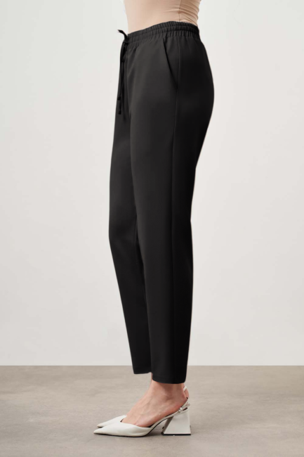 Mizalle Beli Bağcıklı Klasik Siyah Pantolon - Mizalle (1)