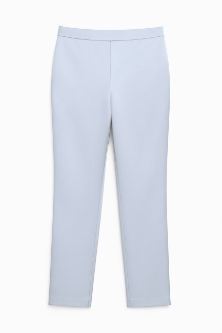 Mizalle Beli Lastikli Dar Paça Gri Saten Pantolon - Mizalle