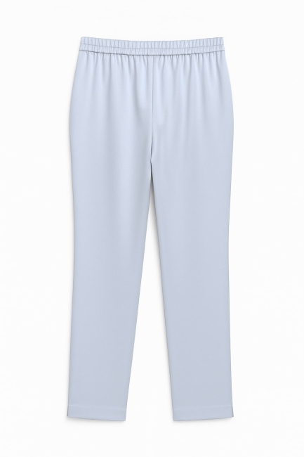 Mizalle Beli Lastikli Dar Paça Gri Saten Pantolon - Mizalle (1)