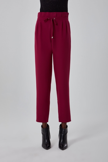 Mizalle Beli Pileli İpli Mor Havuç Pantolon - Mizalle (1)