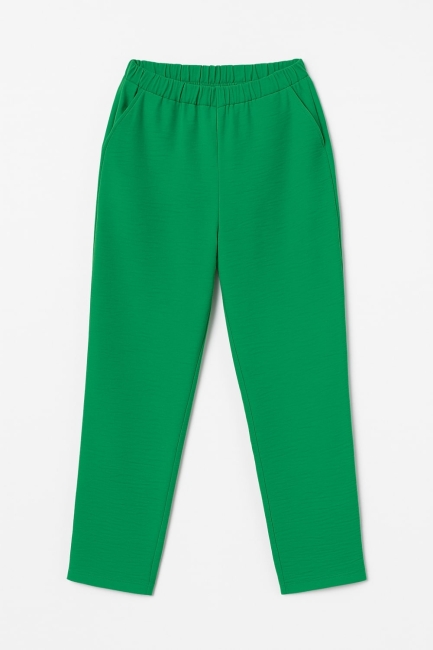 Mizalle Bol Paça Rahat Kesim Pamuklu Yeşil Pantolon - Mizalle