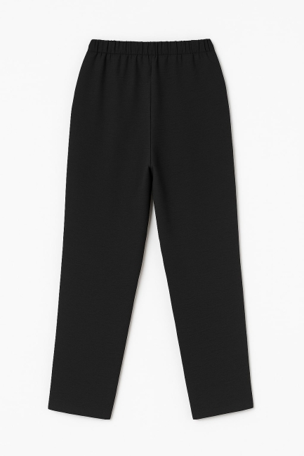 Mizalle Bol Paça Rahat Kesim Pamuklu Siyah Pantolon - Mizalle (1)