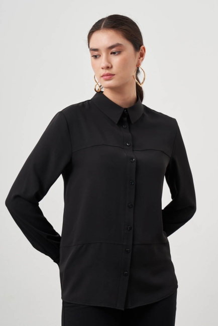Mizalle Basic Siyah Şifon Gömlek - Mizalle (1)