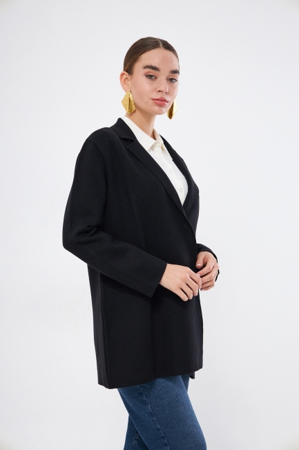 Mizalle Siyah Örme Triko Rahat Kesimli Ceket - Mizalle (1)