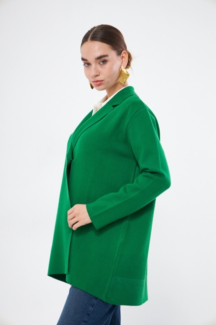 Mizalle Yeşil Örme Triko Rahat Kesimli Ceket - Mizalle (1)