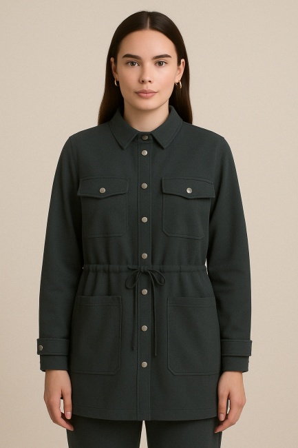 Mizalle Siyah Modal Yumuşak Dokulu Rahat Kesim Kapaklı Cepli Tunik - Mizalle (1)