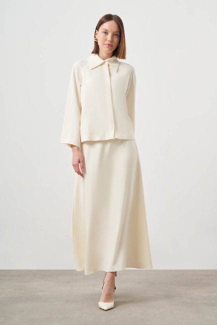 Çıtçıt Detaylı Ekru Ceket - Mizalle (1)