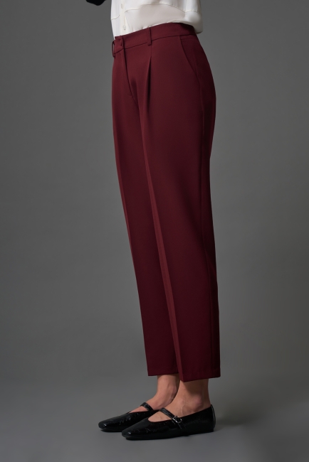 Mizalle Dar Paça Klasik Bordo Kumaş Pantolon - Mizalle (1)