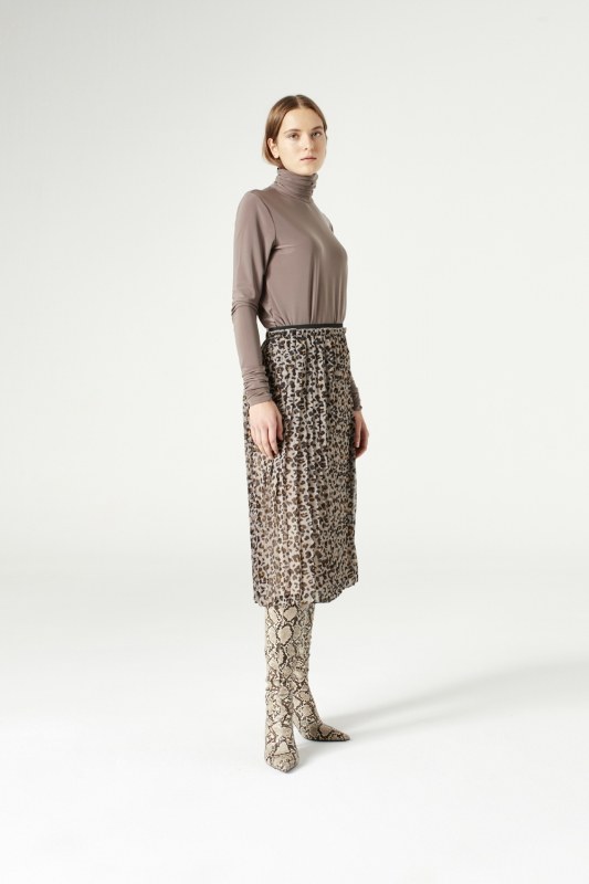 Desenli Pliseli Etek (Kahverengi) I Mizalle