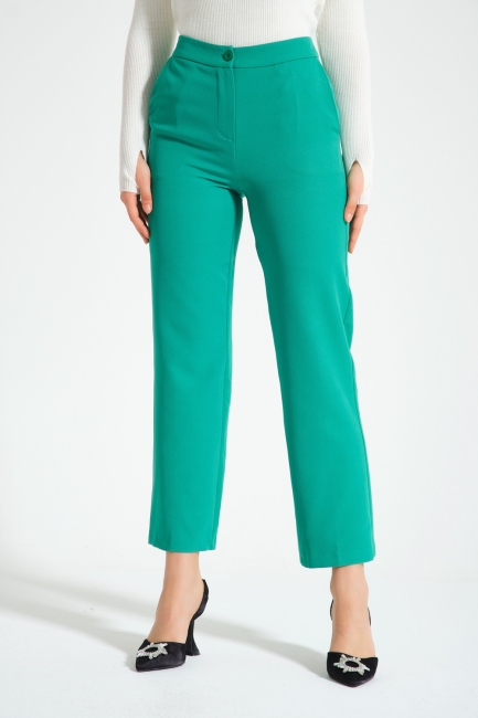 Mizalle Basic Yeşil Klasik Kumaş Pantolon - Mizalle (1)