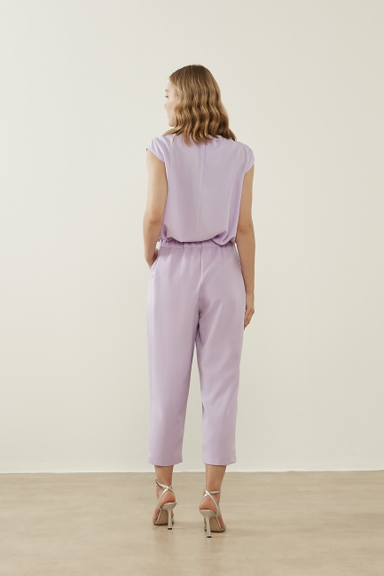 Mizalle Klasik Double Kısa Paça İnce Lila Pantolon - Mizalle (1)