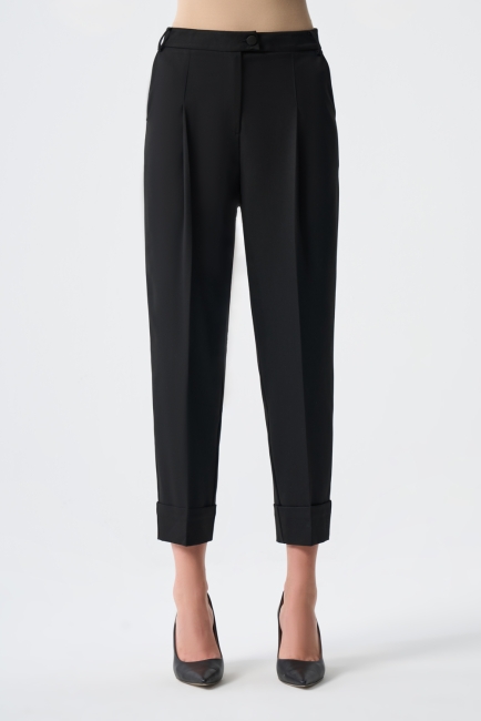 Mizalle Double Paça Tek Pileli Siyah Klasik Kumaş Pantolon - Mizalle