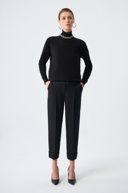 Mizalle Double Paça Tek Pileli Siyah Klasik Kumaş Pantolon - Mizalle (1)