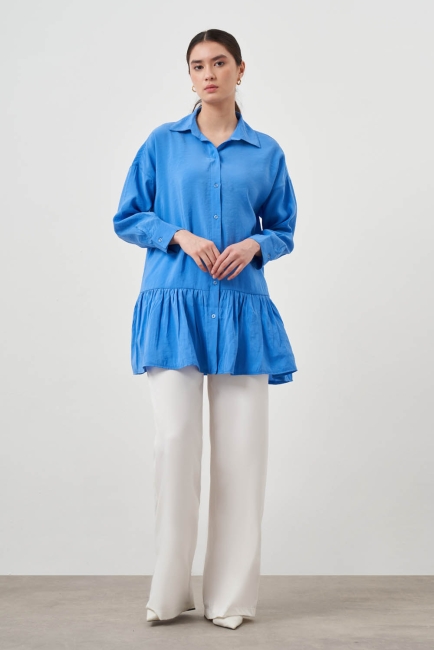 Mizalle Eteği Volanlı Mavi Tunik - Mizalle (1)