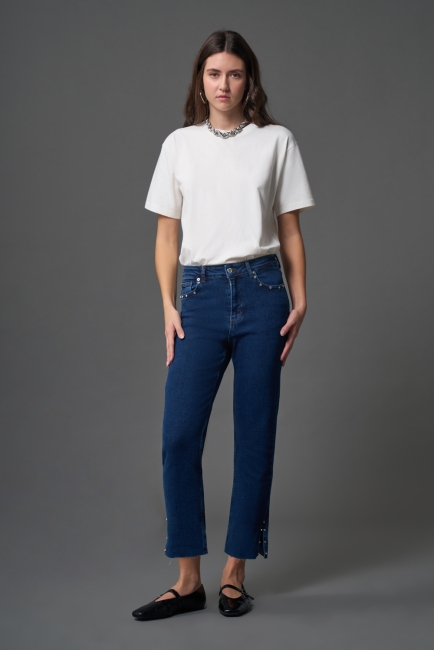 Flare Paça Denim İndigo Pantolon - Mizalle (1)