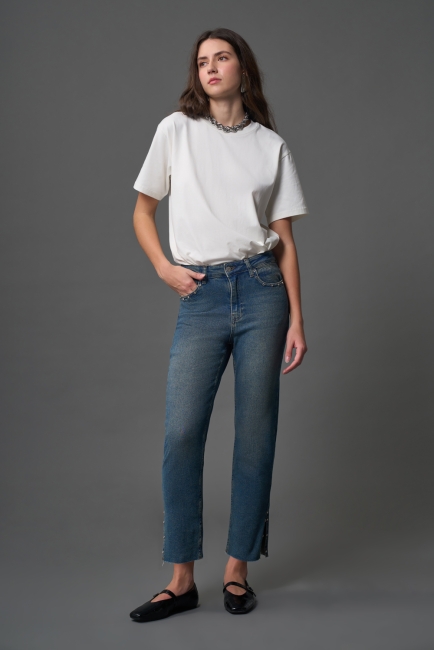 Flare Paça Denim O. Mavi Pantolon - Mizalle