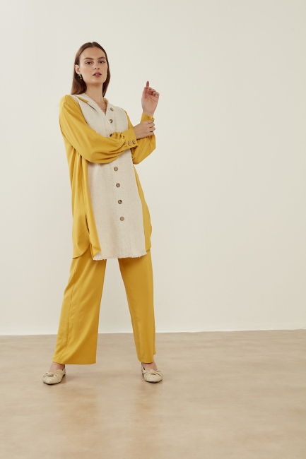 Garnili Kapşonlu Safran Tunik - Mizalle (1)