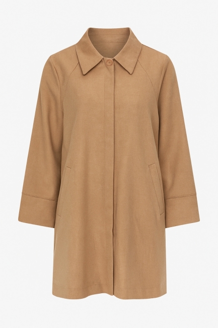 Mizalle Bej Rengi Cepli Rahat Kalıp Tunik Ceket - Mizalle