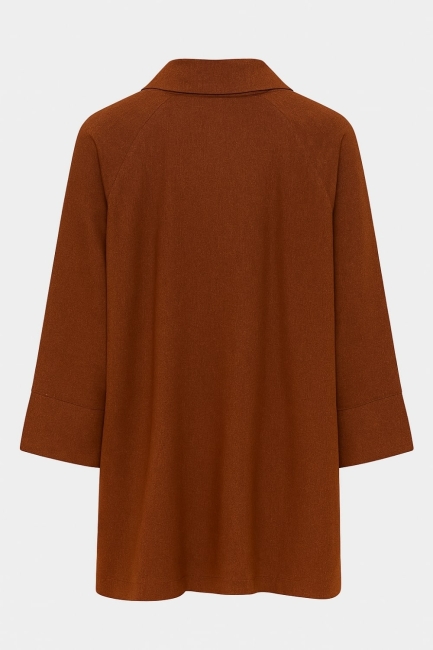 Mizalle Kahverengi Cepli Rahat Kalıp Tunik Ceket - Mizalle (1)