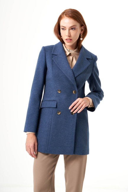 Mizalle Kaşe Dokulu İndigo Mavi Anvelop Ceket - Mizalle (1)