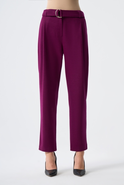 Mizalle Yün Dokulu Kemerli Mürdüm Havuç Pantolon - Mizalle (1)