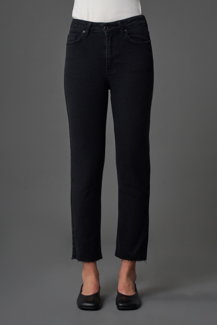 Mizalle Dar Kesim Kesik Paçalı Mom Fit Antrasit Denim Pantolon - Mizalle (1)
