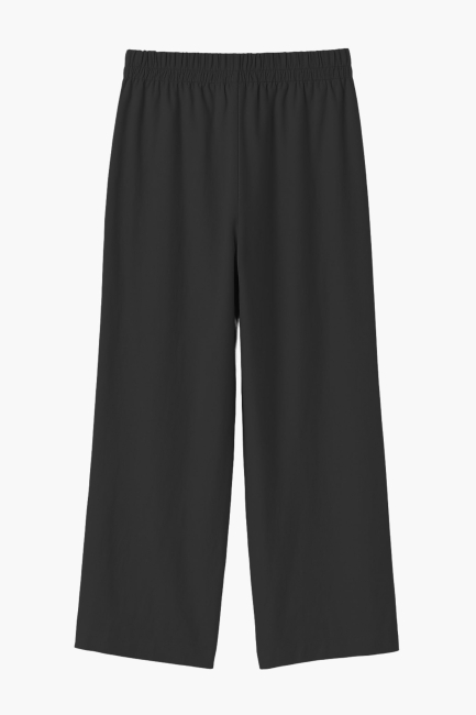 Mizalle Keten Dokulu Geniş Paça Siyah Rahat Pantolon - Mizalle (1)