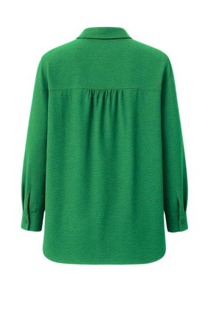 Mizalle Keten Görünümlü Pamuk Yeşil Uzun Tunik - Mizalle (1)