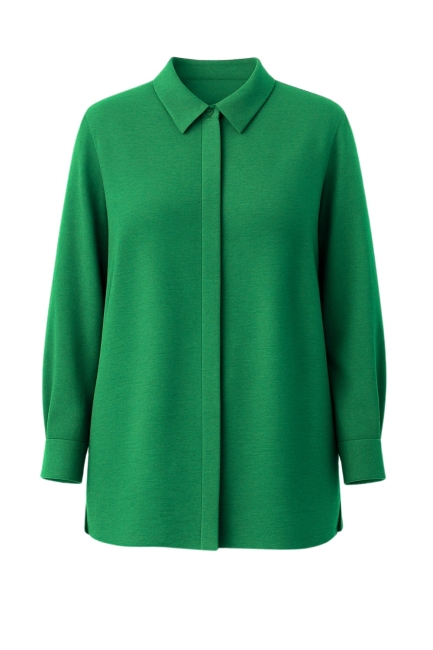 Mizalle Keten Görünümlü Pamuk Yeşil Uzun Tunik - Mizalle