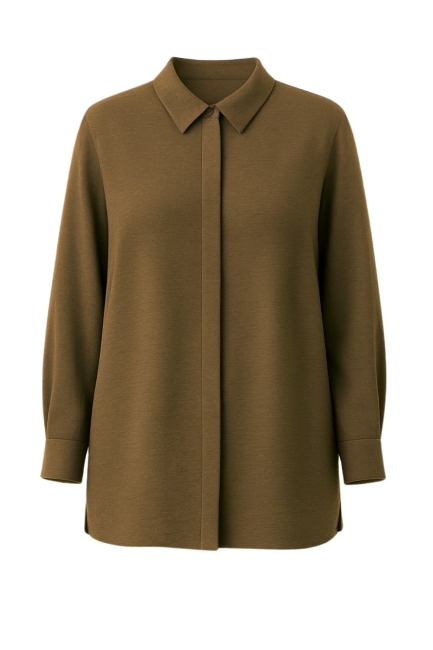 Mizalle Keten Görünümlü Pamuk Kahverengi Uzun Tunik - Mizalle