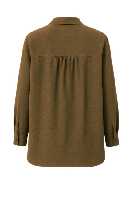 Mizalle Keten Görünümlü Pamuk Kahverengi Uzun Tunik - Mizalle (1)