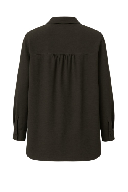 Mizalle Keten Görünümlü Pamuk Siyah Uzun Tunik - Mizalle (1)