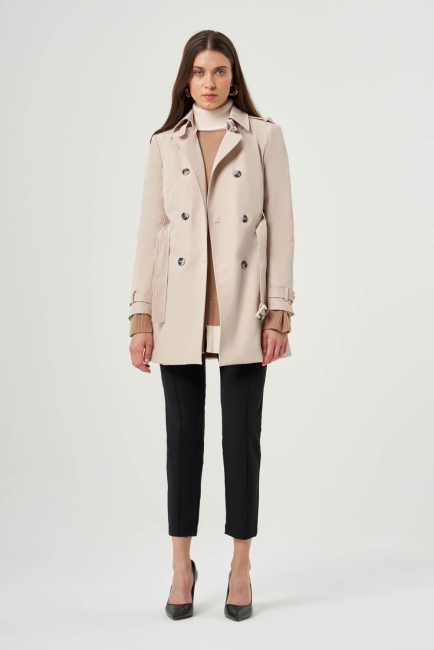 Mizalle Bej Rengi Premium Mac Trençkot - Mizalle