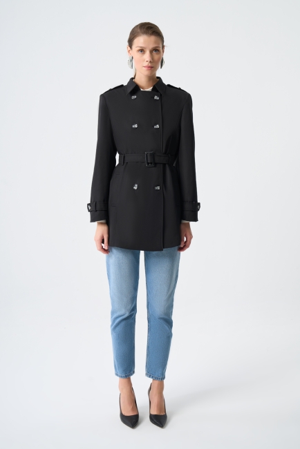Mizalle Siyah Premium Mac Trençkot - Mizalle (1)